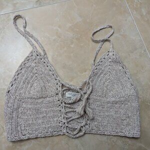 American Eagle Crochet Crop Top-Cream